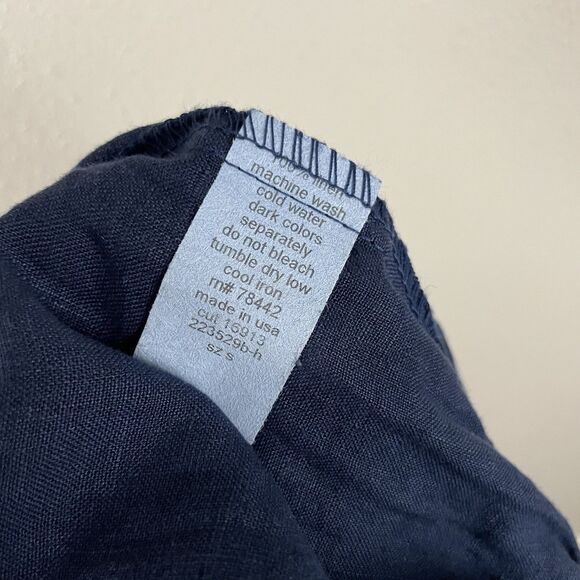 Heaven Womens Small Navy Blue 100% Linen Wide Leg Pocket Pull On Pant - Picture 5 of 5